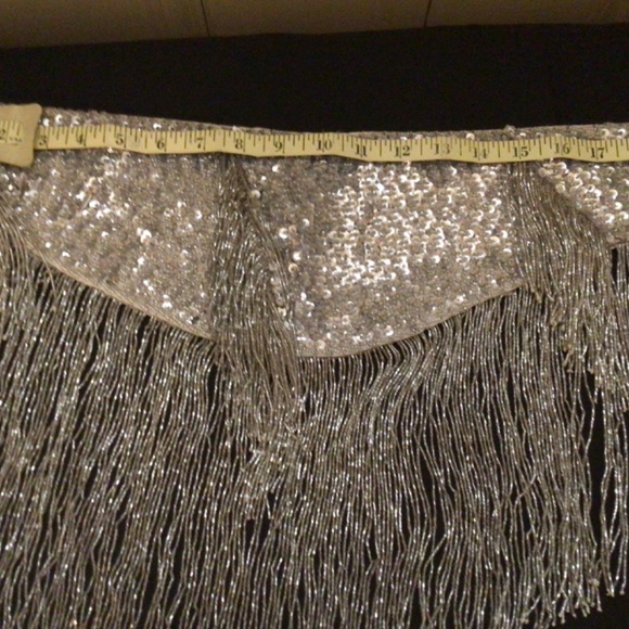 Beautiful hand beaded silver  belt. main image 8